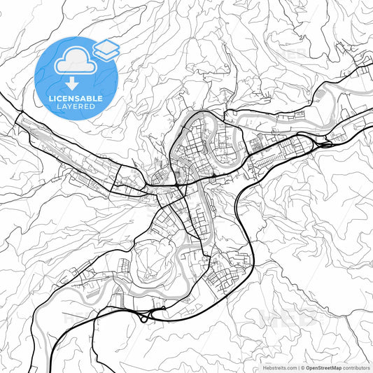 Layered PDF map of Leoben, Styria, Austria