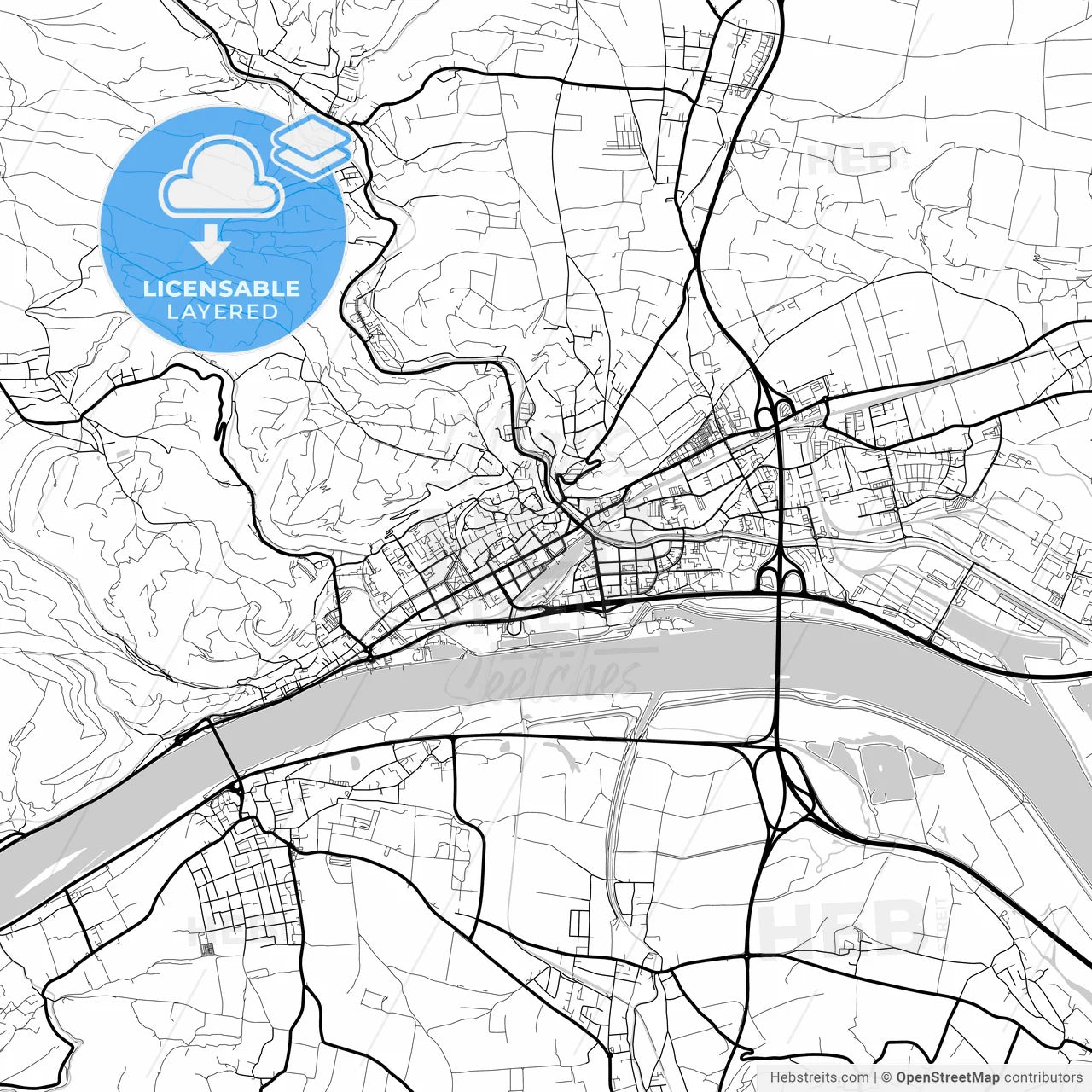 Layered PDF map of Krems, Lower Austria, Austria