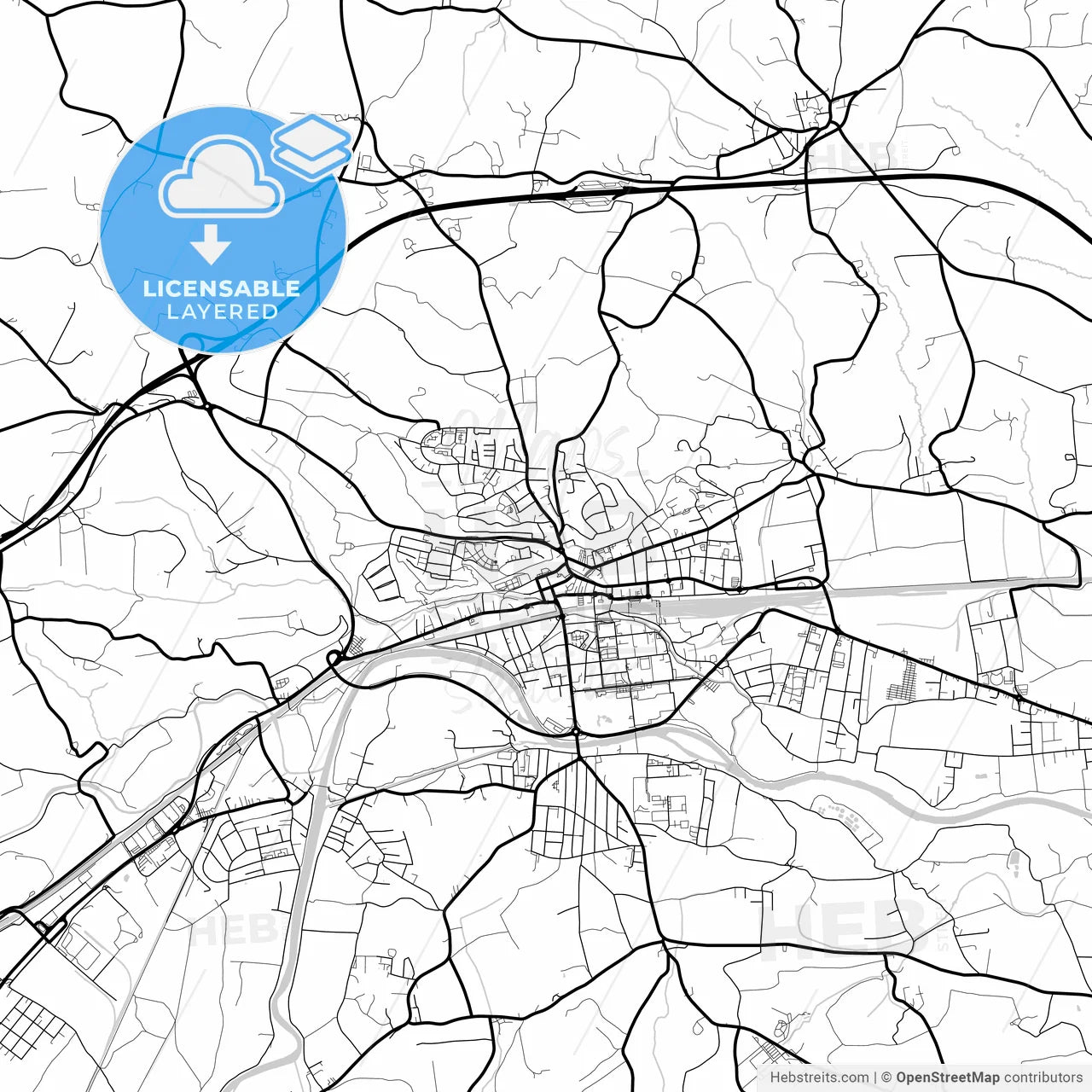 Layered PDF map of Amstetten, Lower Austria, Austria