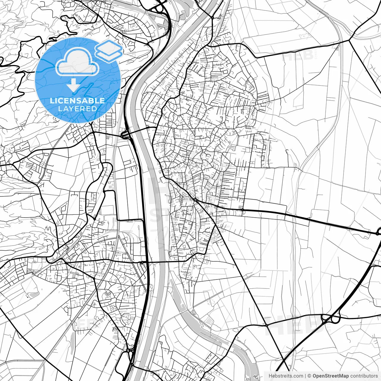 Layered PDF map of Lustenau, Vorarlberg, Austria