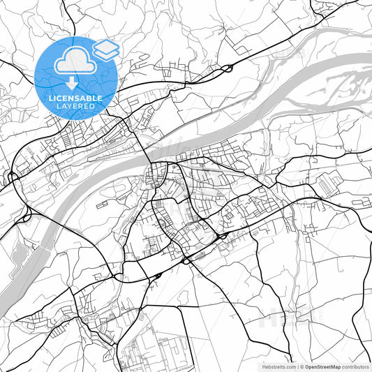 Layered PDF map of Braunau am Inn, Upper Austria, Austria