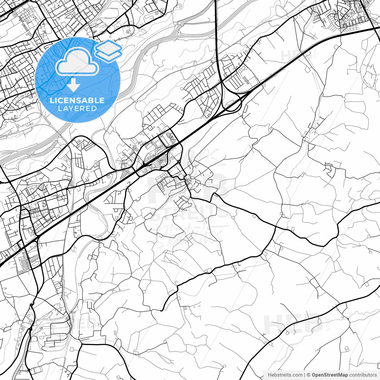 Layered PDF map of Ansfelden, Upper Austria, Austria