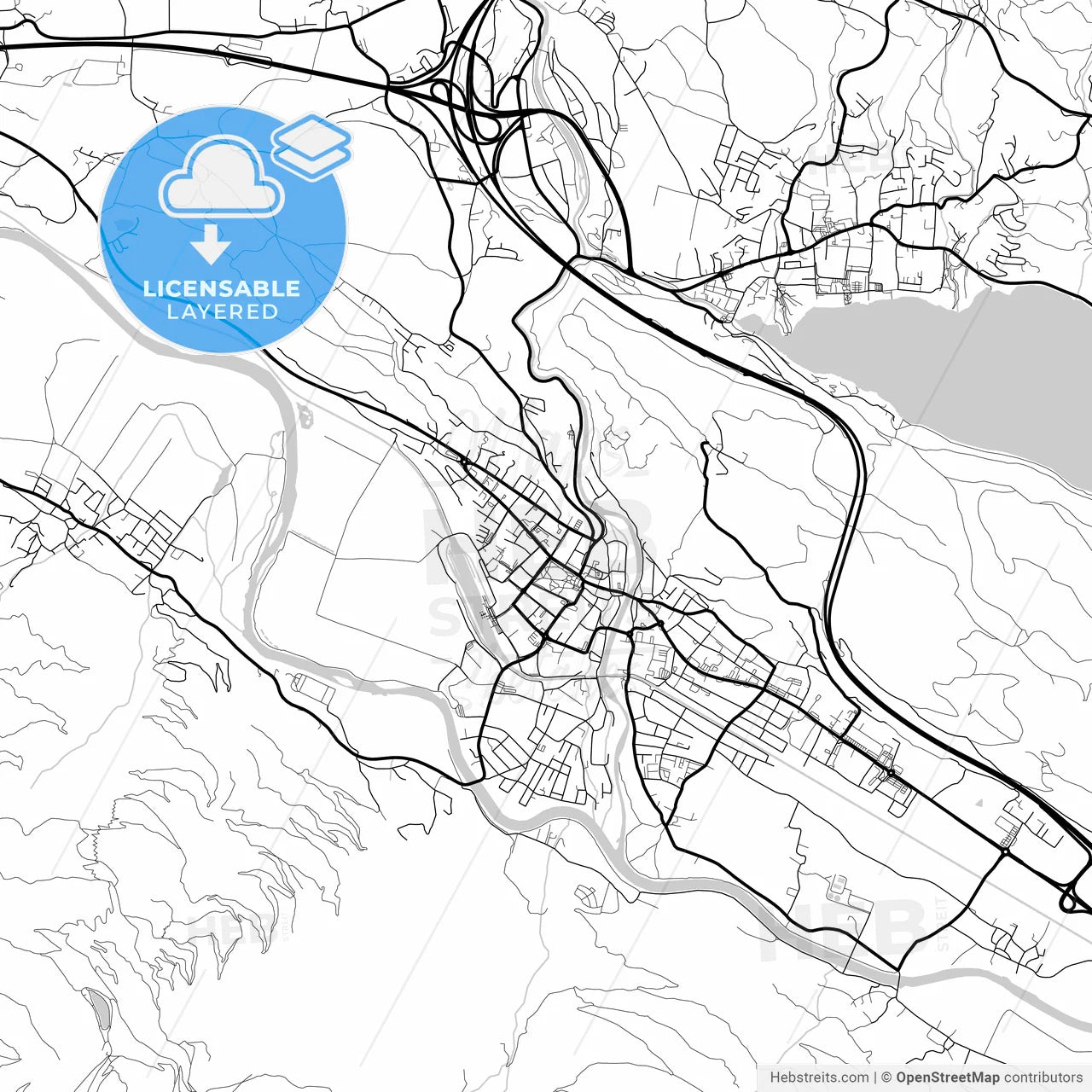 Layered PDF map of Spittal an der Drau, Carinthia, Austria