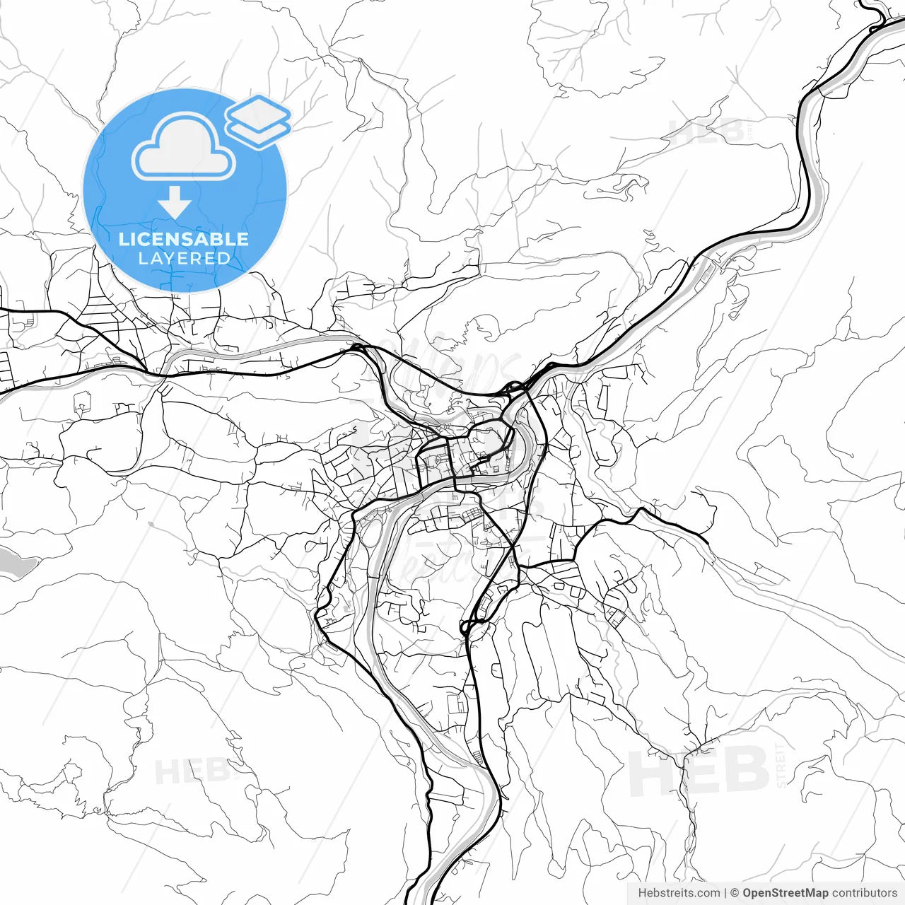 Layered PDF map of Bad Ischl, Upper Austria, Austria