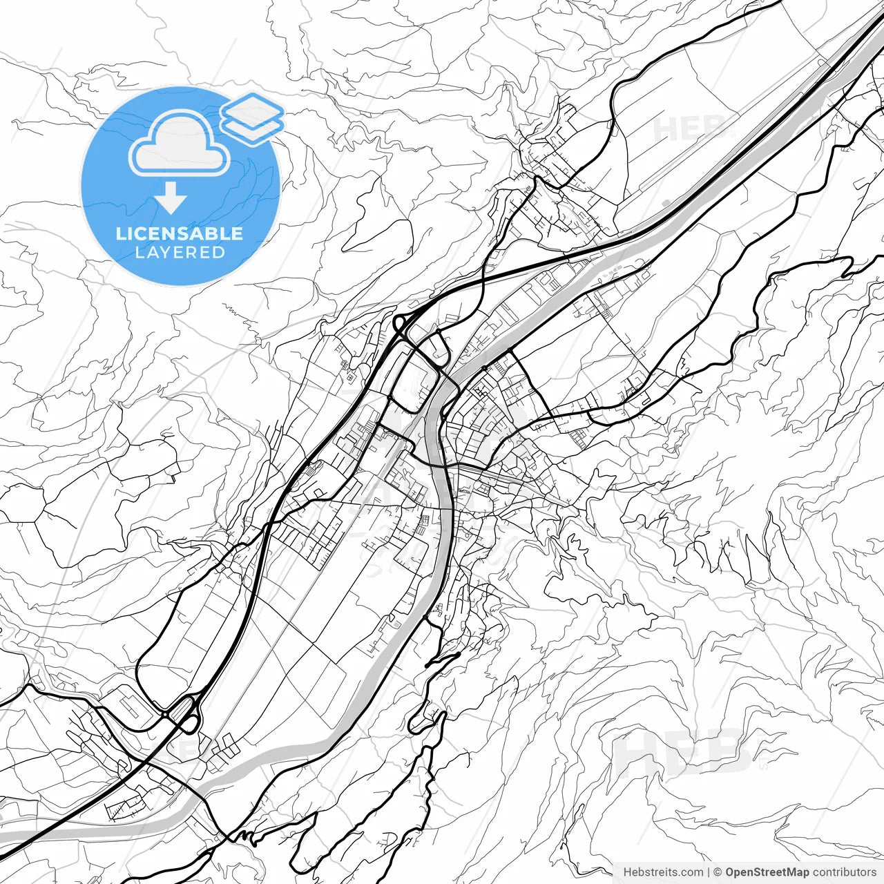 Layered PDF map of Schwaz, Tyrol, Austria