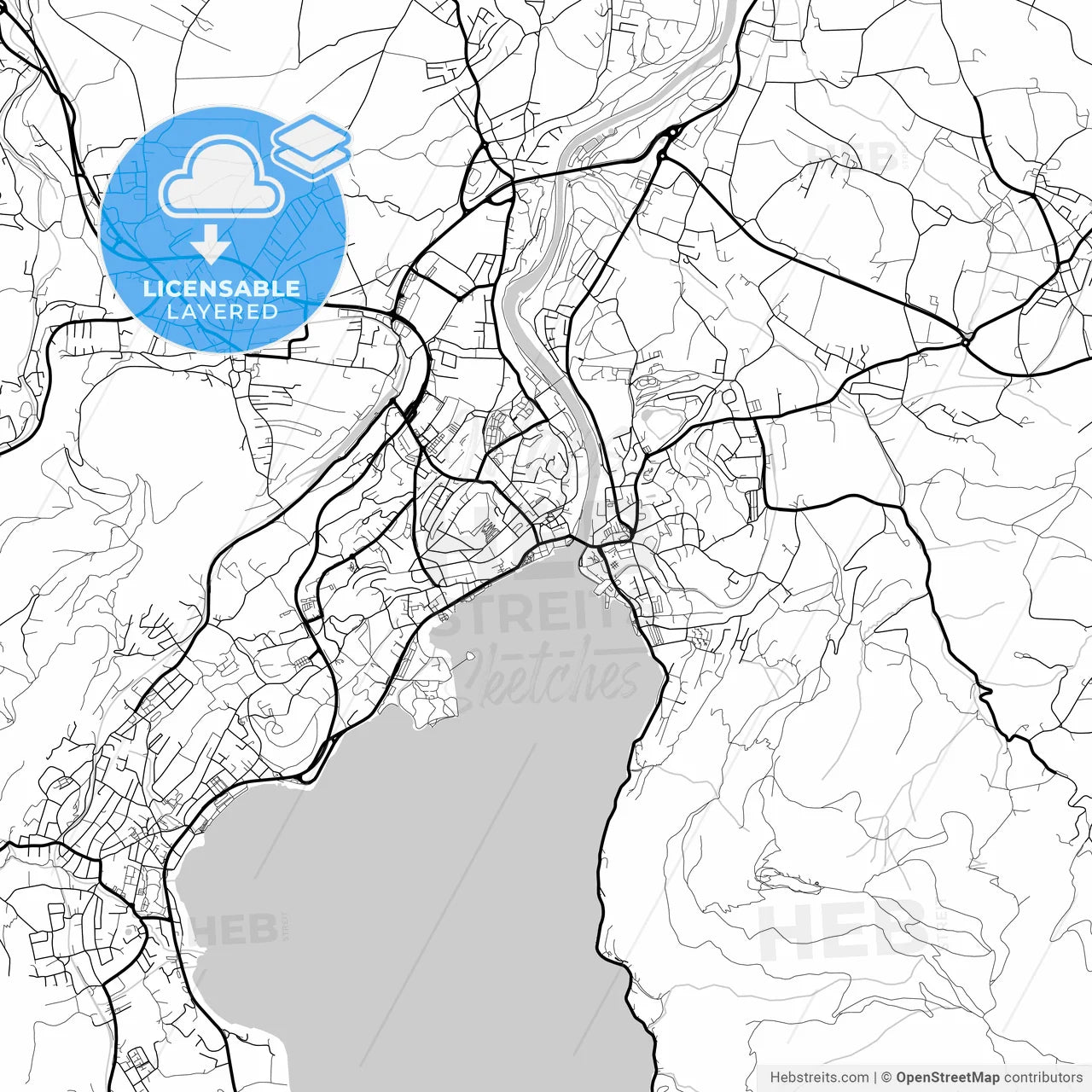 Layered PDF map of Gmunden, Upper Austria, Austria