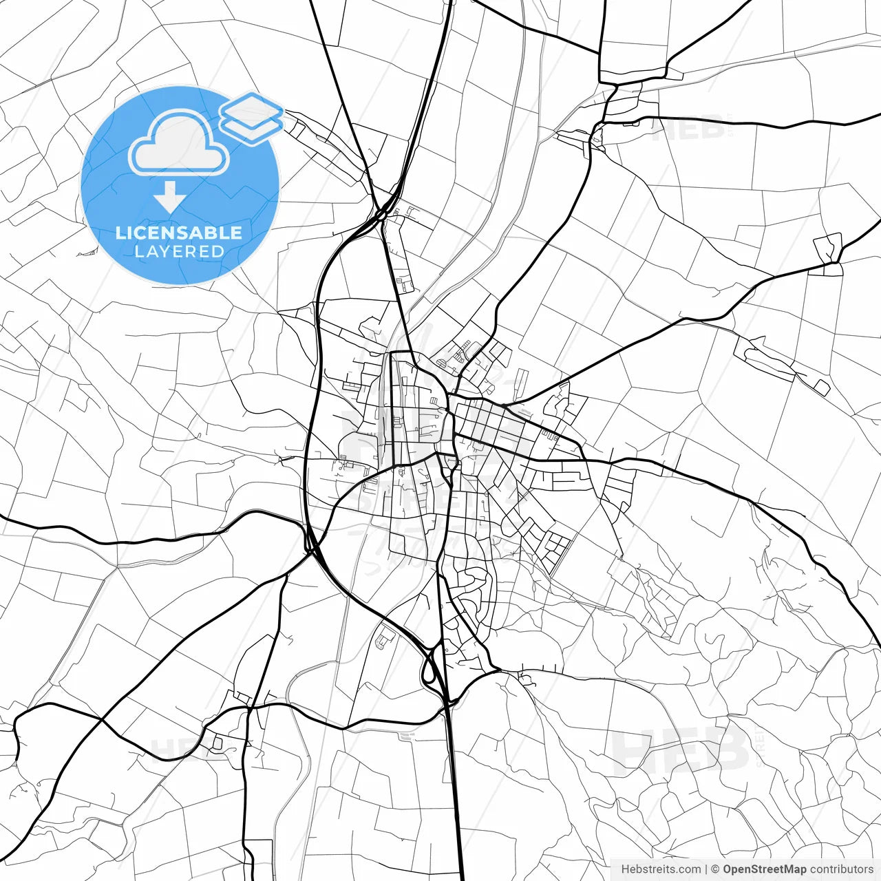 Layered PDF map of Hollabrunn, Lower Austria, Austria