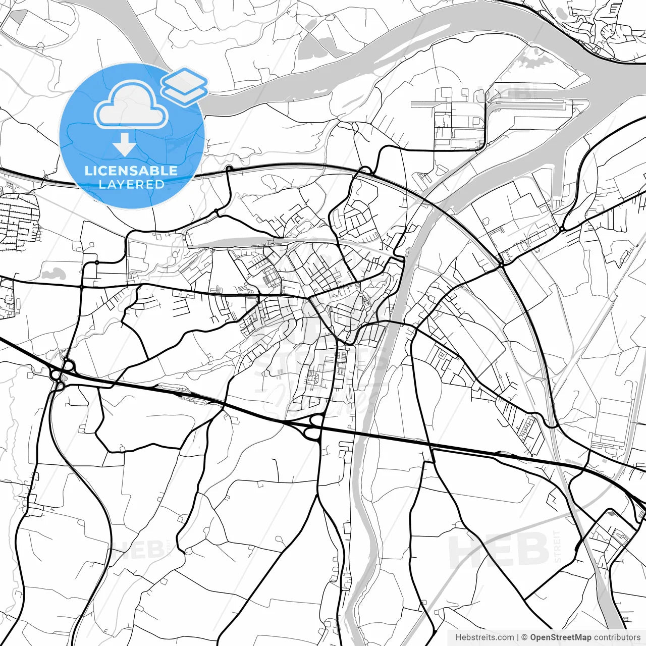 Layered PDF map of Enns, Upper Austria, Austria