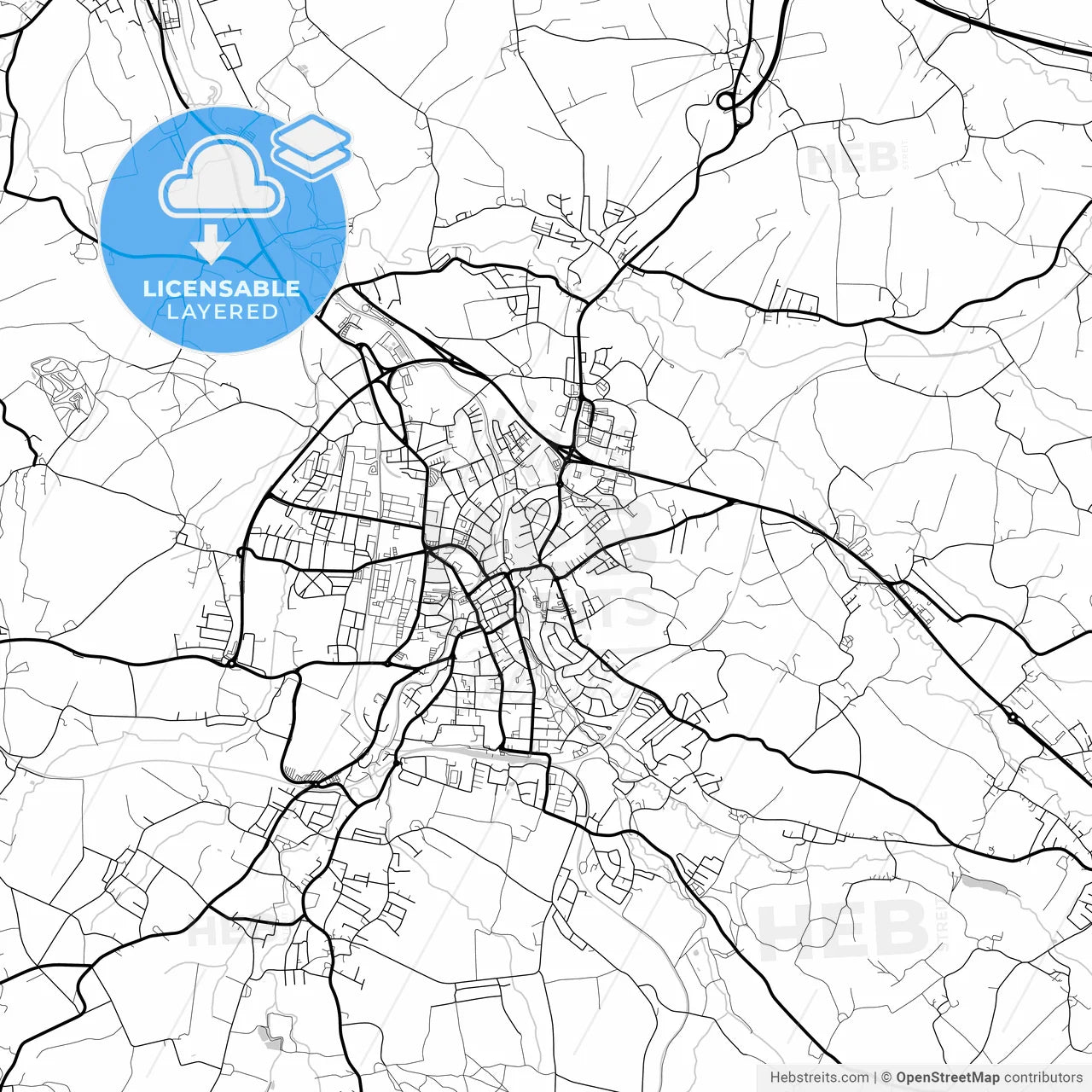 Layered PDF map of Ried im Innkreis, Upper Austria, Austria