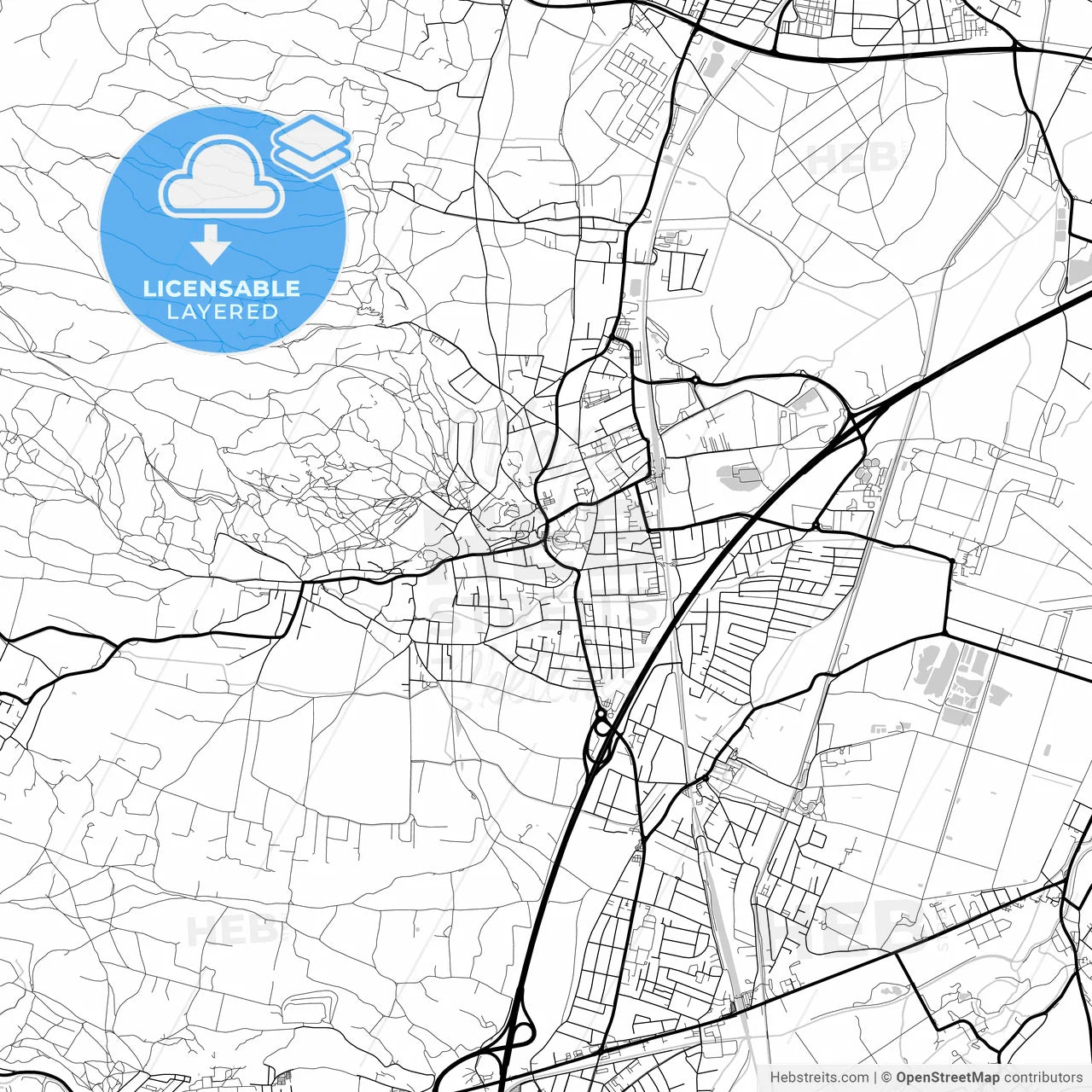 Layered PDF map of Bad Vöslau, Lower Austria, Austria