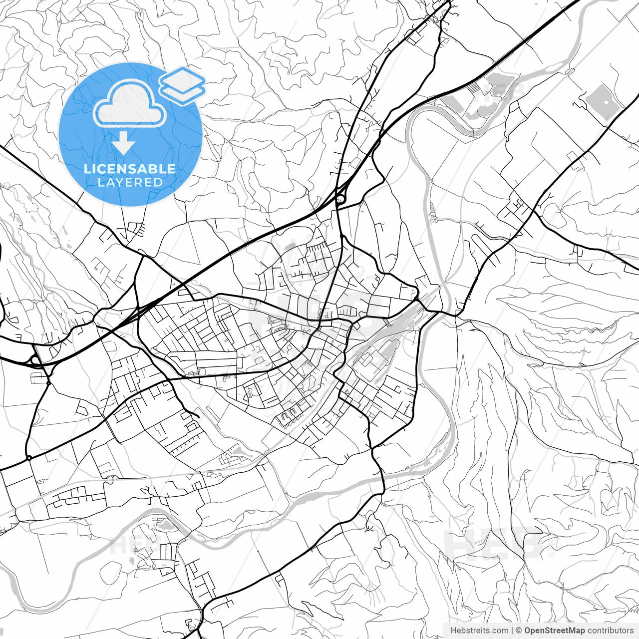 Layered PDF map of Knittelfeld, Styria, Austria