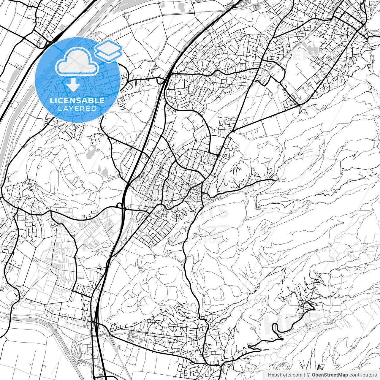 Layered PDF map of Götzis, Vorarlberg, Austria