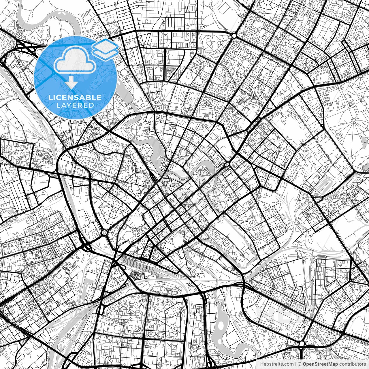 Layered PDF map of Minsk, Belarus