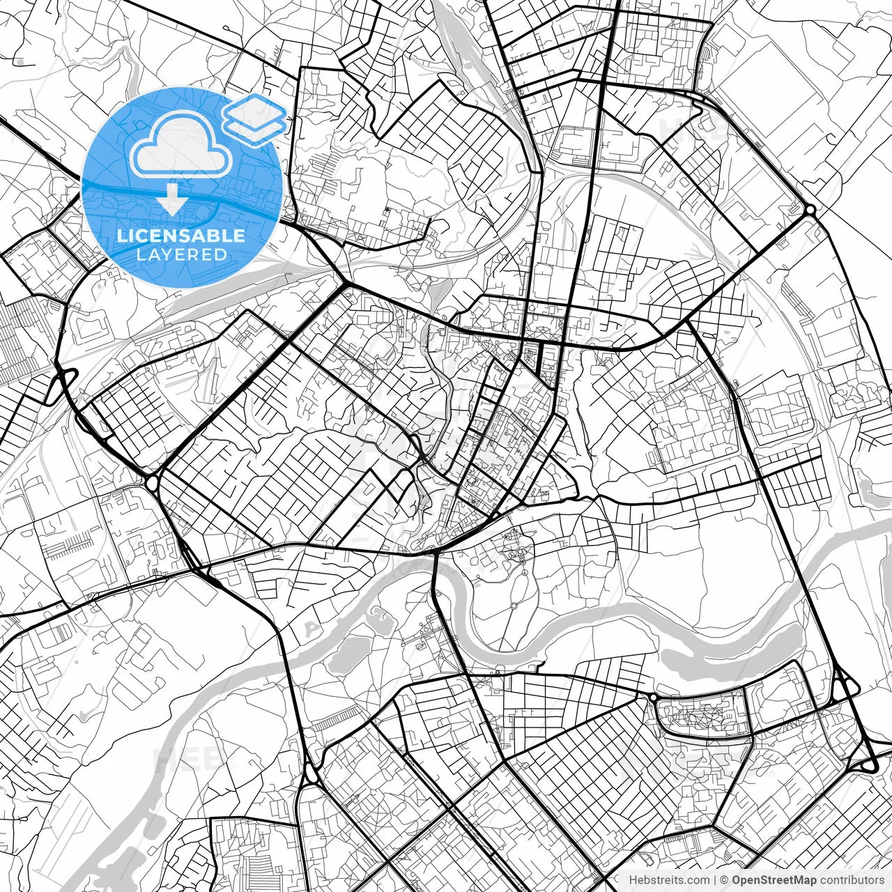 Layered PDF map of Mogilev, Voblasć, Belarus