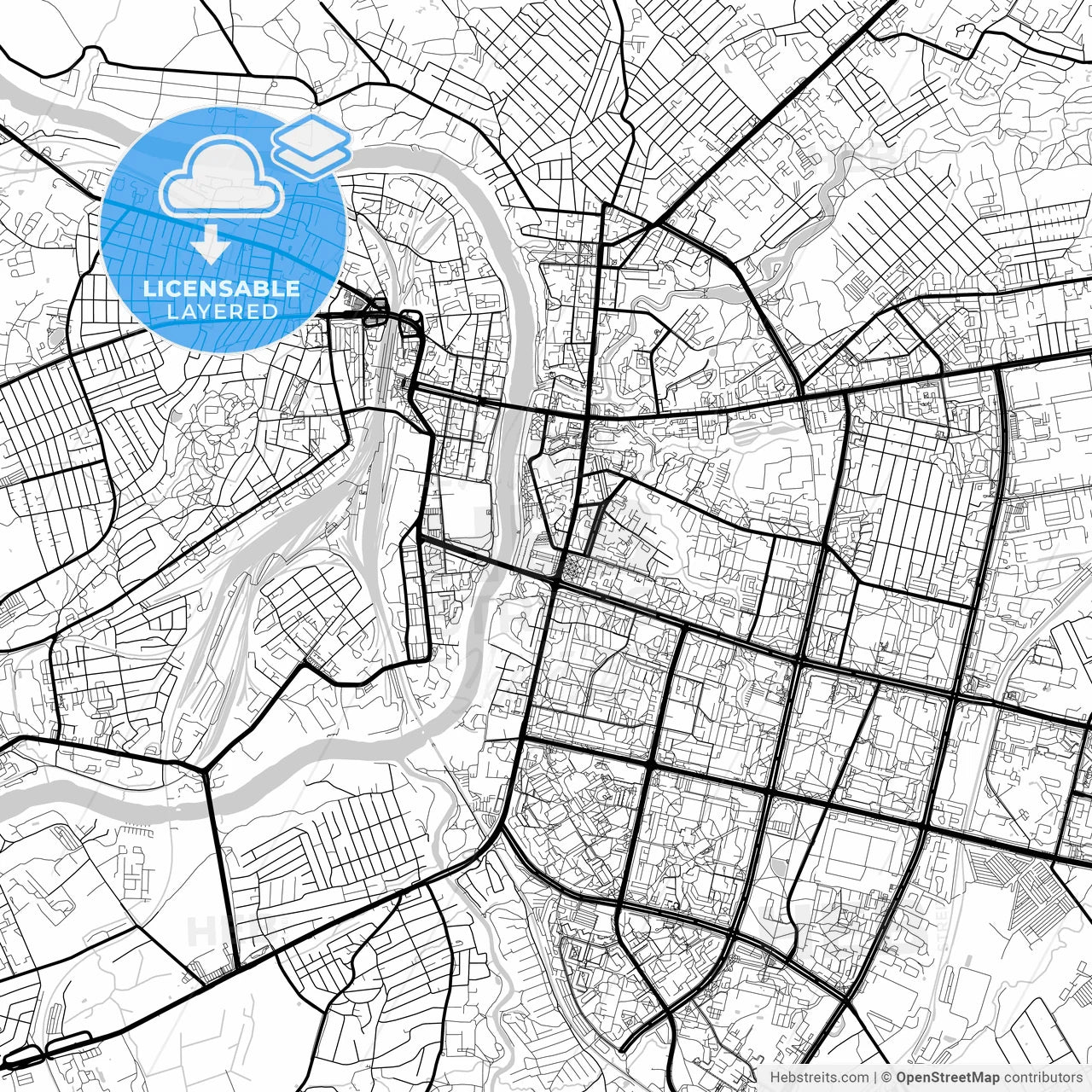 Layered PDF map of Vitebsk, Voblasć, Belarus