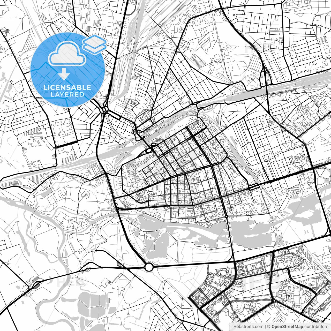 Layered PDF map of Brest, Voblasć, Belarus