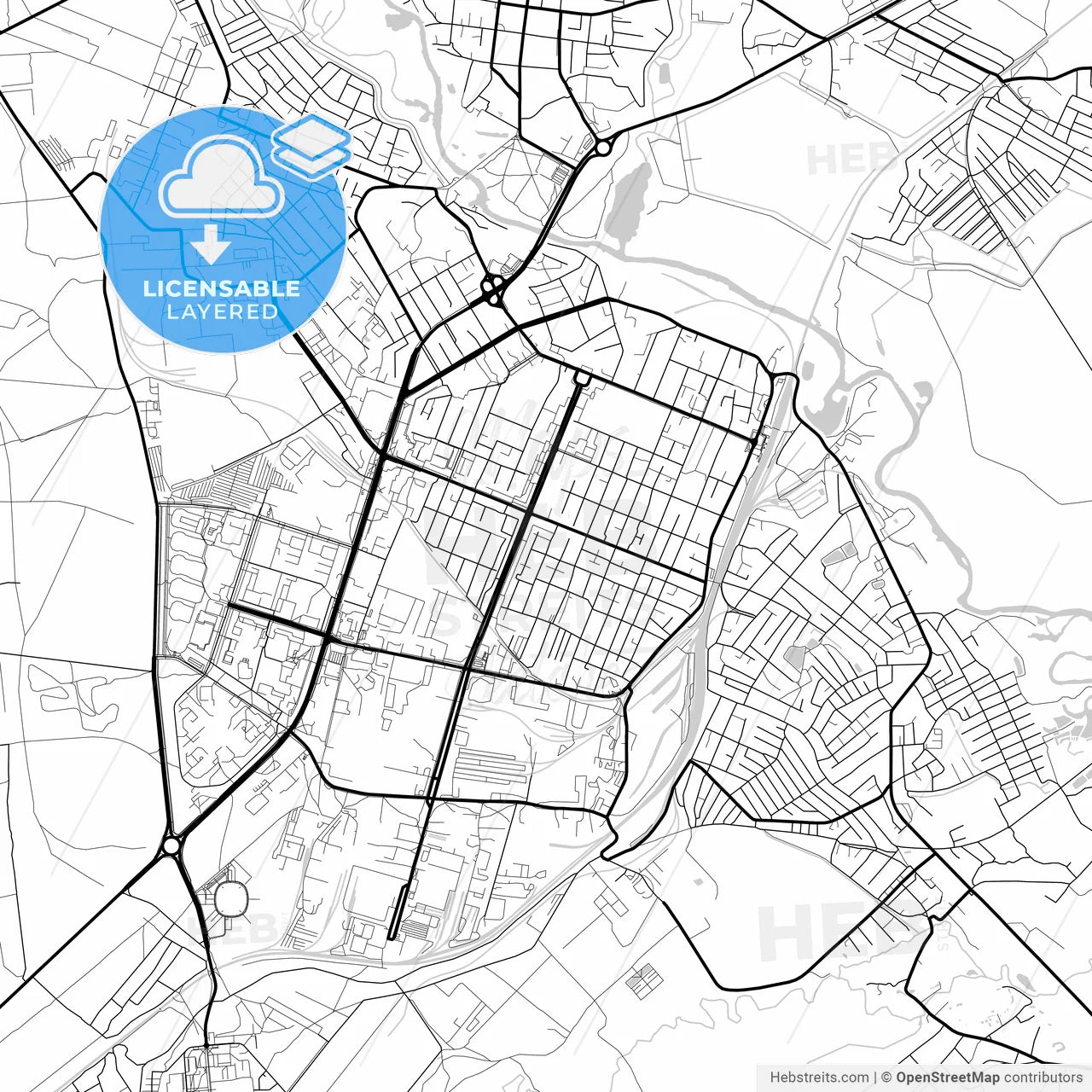 Layered PDF map of Barysaw, Rajon, Belarus