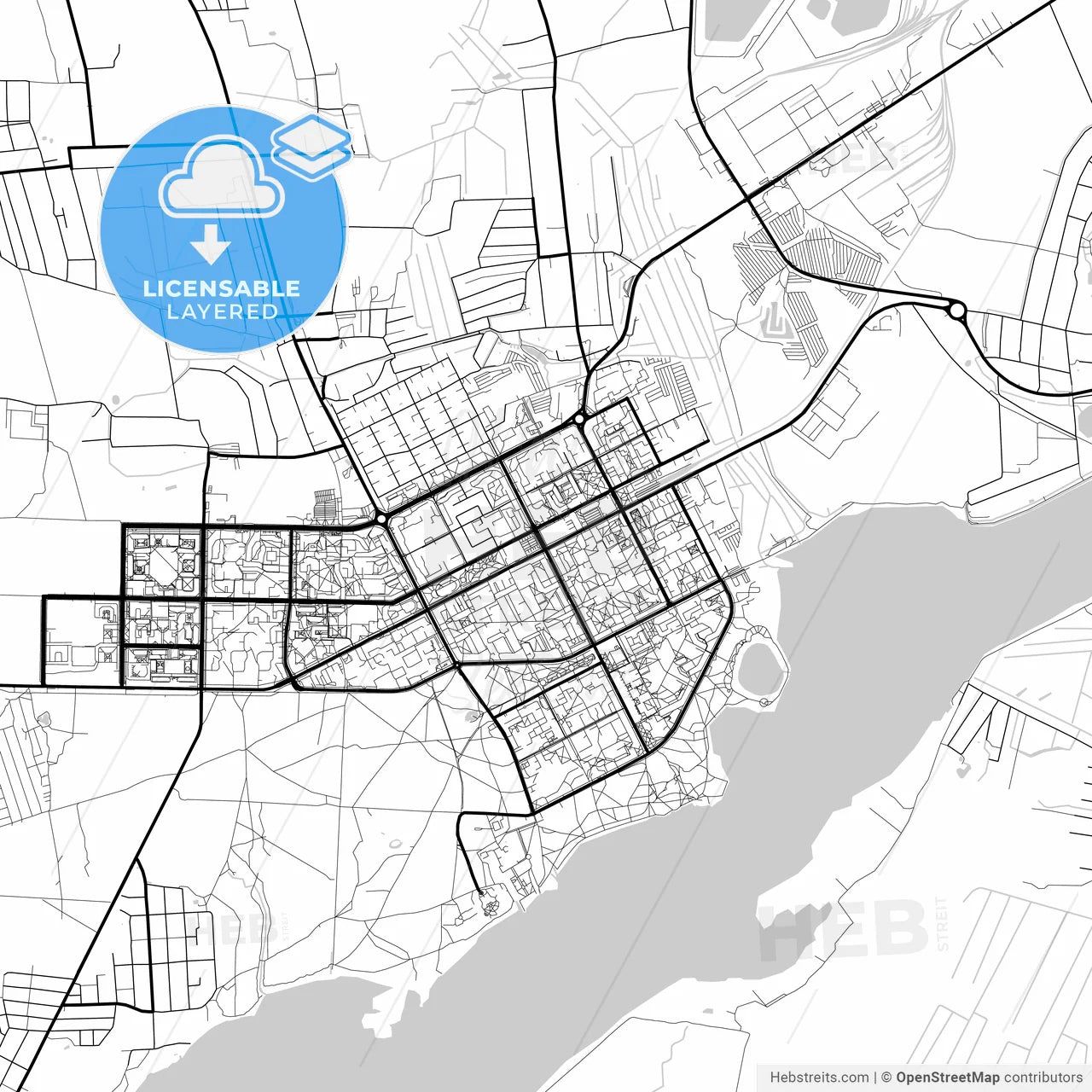 Layered PDF map of Salihorsk, Rajon, Belarus