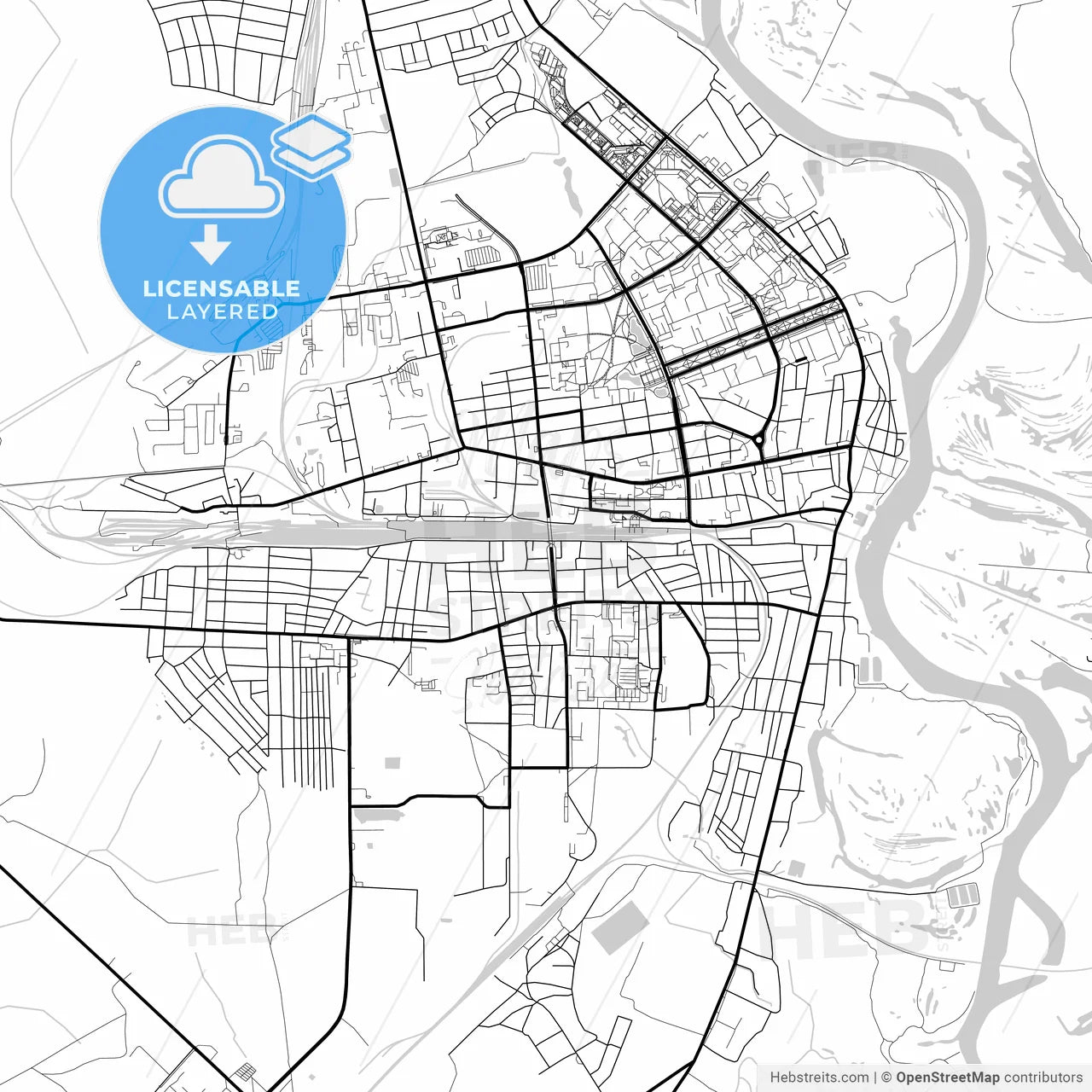 Layered PDF map of Zhlobin, Rajon, Belarus