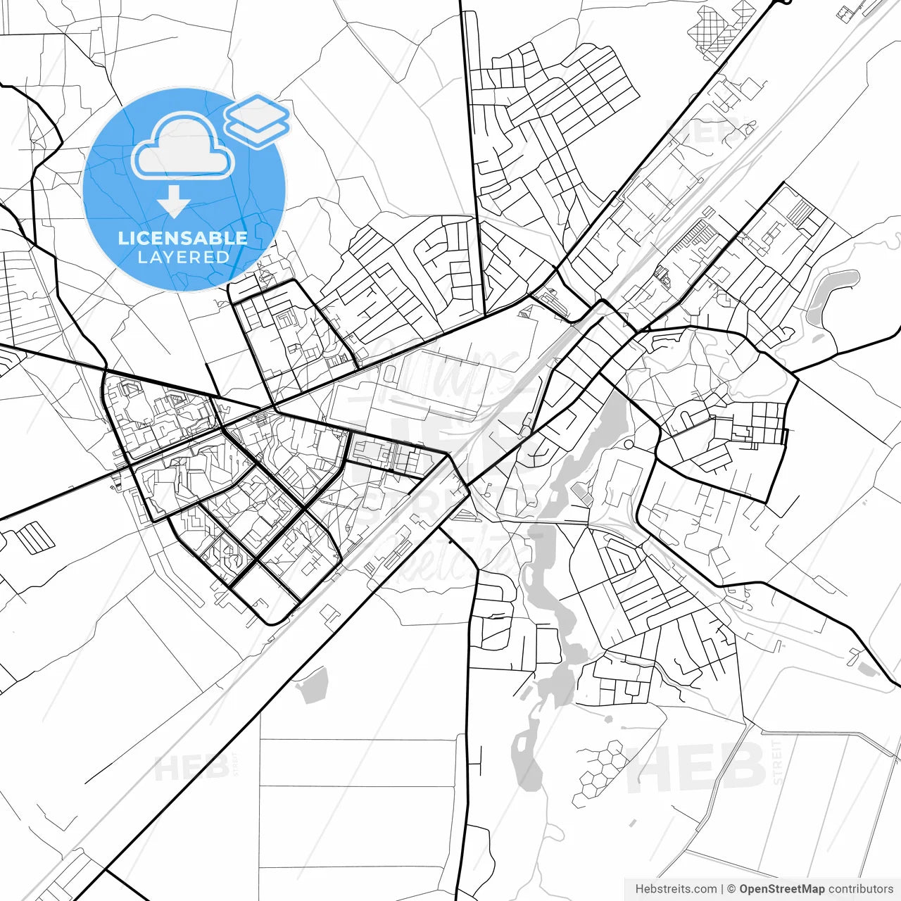Layered PDF map of Zhodzina, Voblasć, Belarus