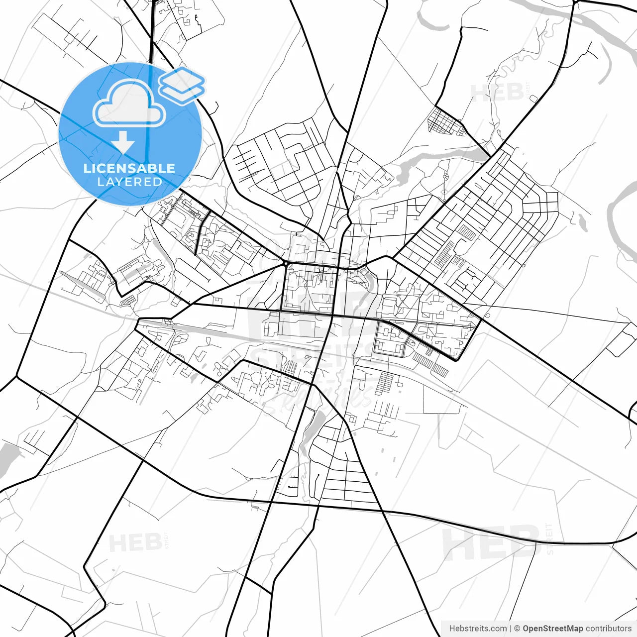 Layered PDF map of Smarhon, Rajon, Belarus