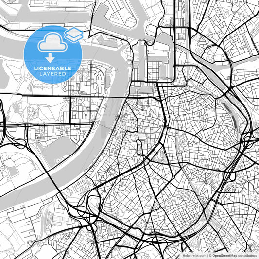 Layered PDF map of Antwerp, Antwerp, Belgium