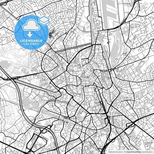 Layered PDF map of Ghent, East Flanders, Belgium