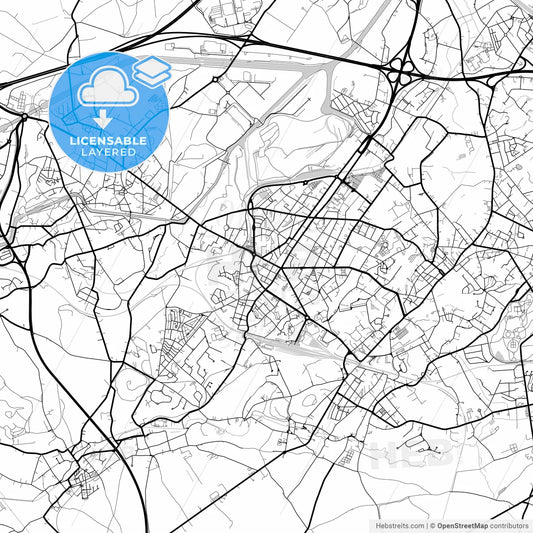Layered PDF map of La Louvière, Hainaut, Belgium
