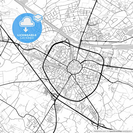 Layered PDF map of Hasselt, Limburg, Belgium