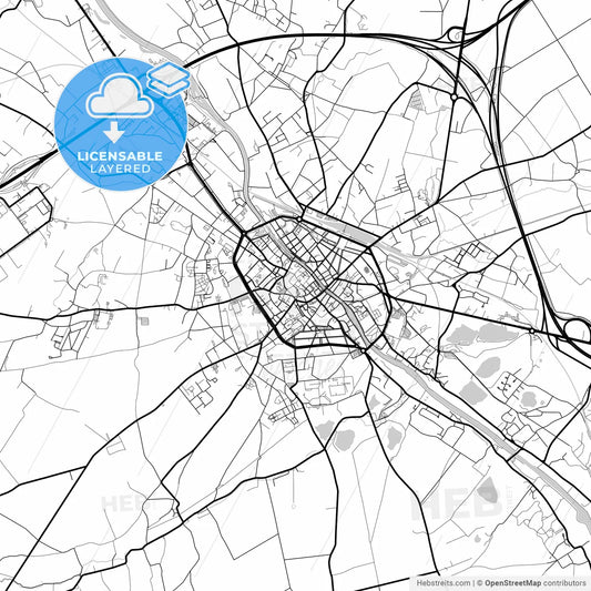 Layered PDF map of Tournai, Hainaut, Belgium
