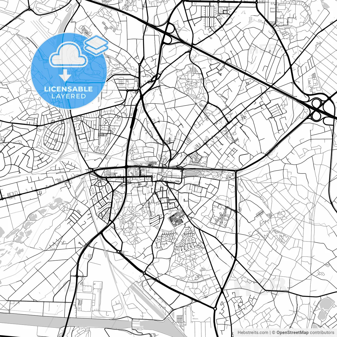 Layered PDF map of Genk, Limburg, Belgium