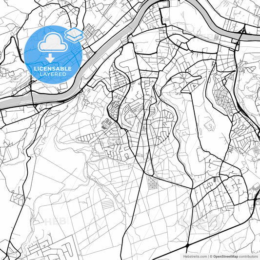 Layered PDF map of Seraing, Liège, Belgium