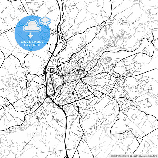 Layered PDF map of Verviers, Liège, Belgium