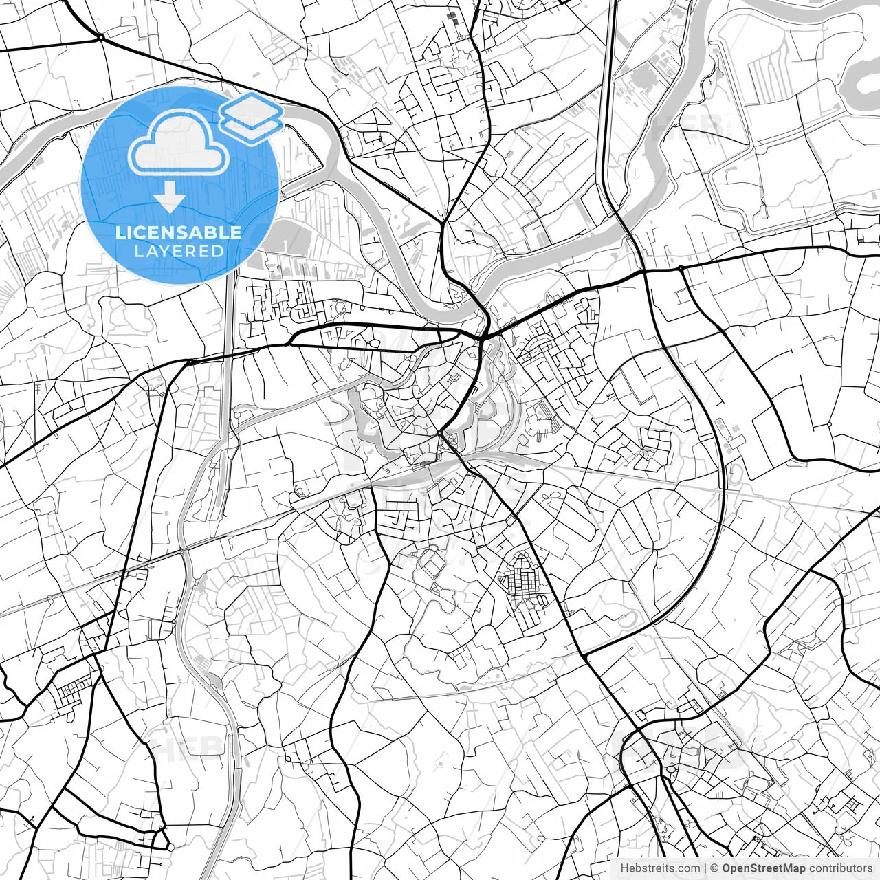 Layered PDF map of Dendermonde, East Flanders, Belgium