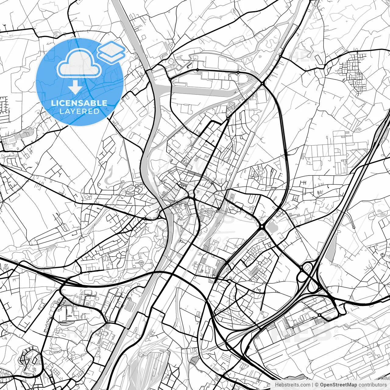 Layered PDF map of Vilvoorde, Flemish Brabant, Belgium