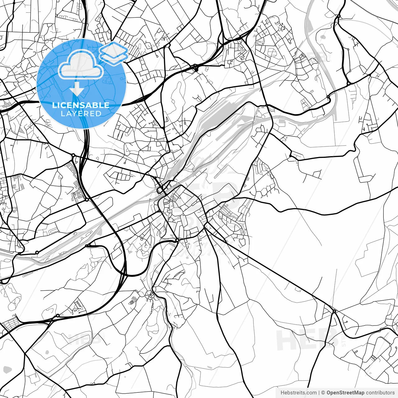 Layered PDF map of Châtelet, Hainaut, Belgium