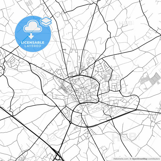 Layered PDF map of Tienen, Flemish Brabant, Belgium