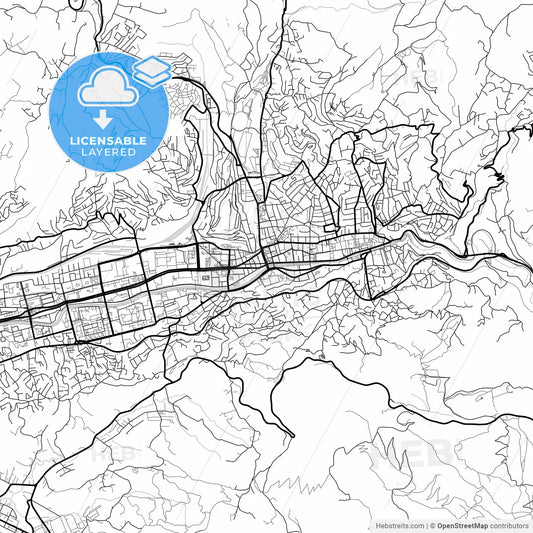 Layered PDF map of Sarajevo, Sarajevo Canton, Bosnia and Herzegovina