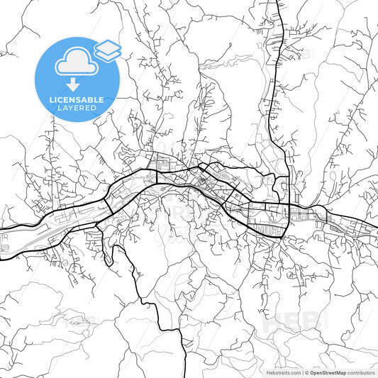 Layered PDF map of City of Tuzla, Tuzla Canton, Bosnia and Herzegovina