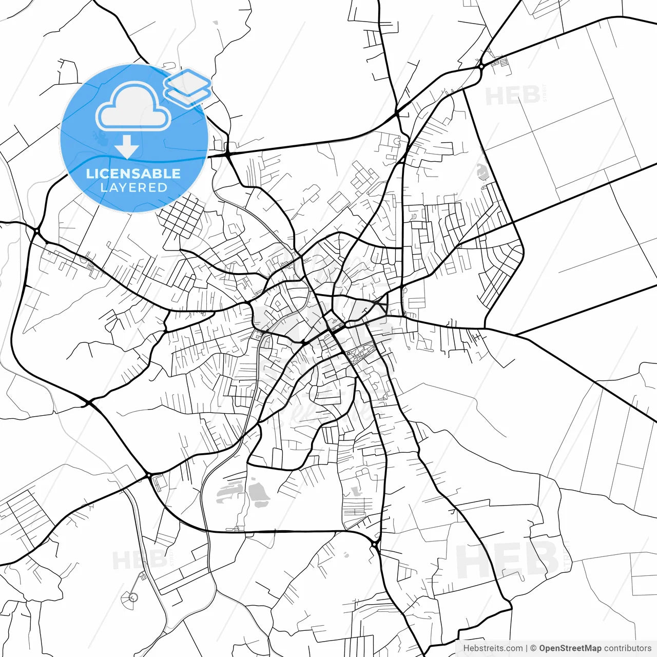 Layered PDF map of City of Bijeljina, Republika Srpska, Bosnia and Herzegovina