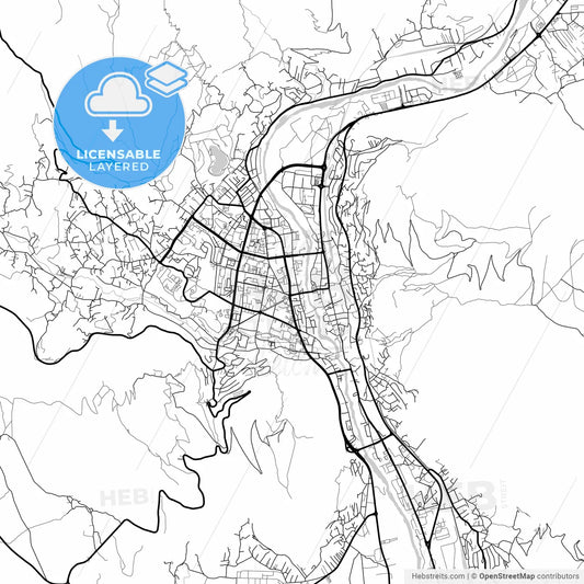 Layered PDF map of Mostar, Herzegovina-Neretva Canton, Bosnia and Herzegovina