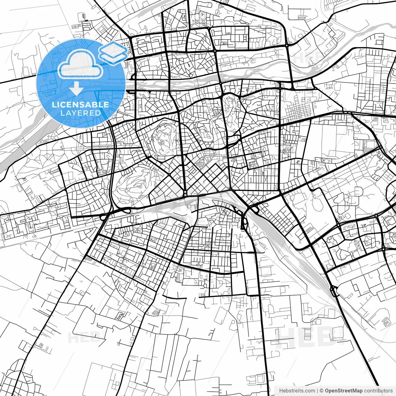 Layered PDF map of Пловдив, Bulgaria