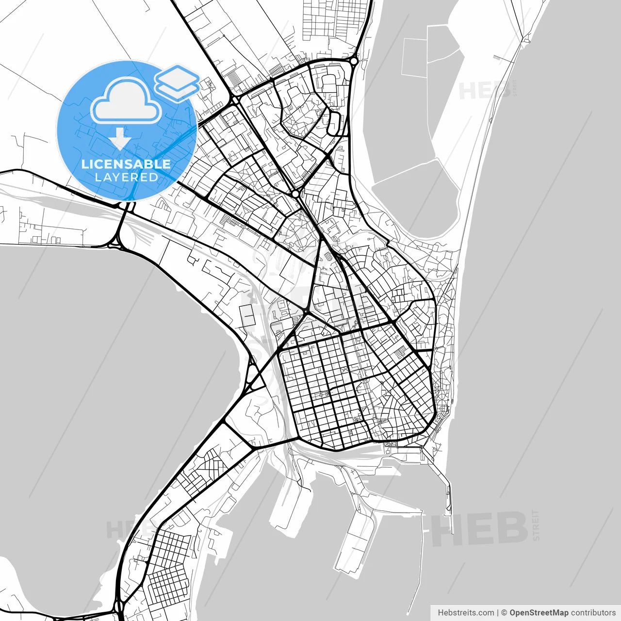 Layered PDF map of Бургас, Bulgaria
