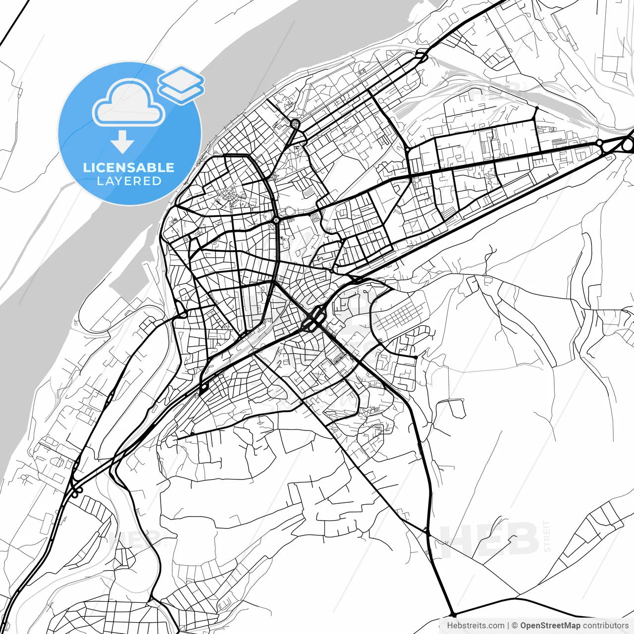Layered PDF map of Русе, Bulgaria