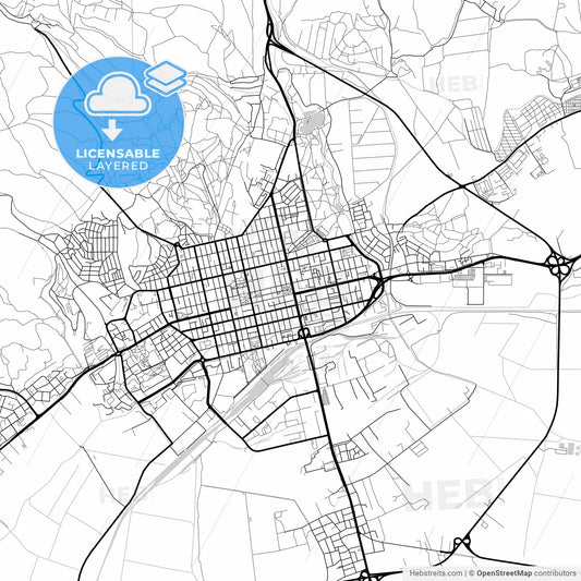 Layered PDF map of Стара Загора, Bulgaria