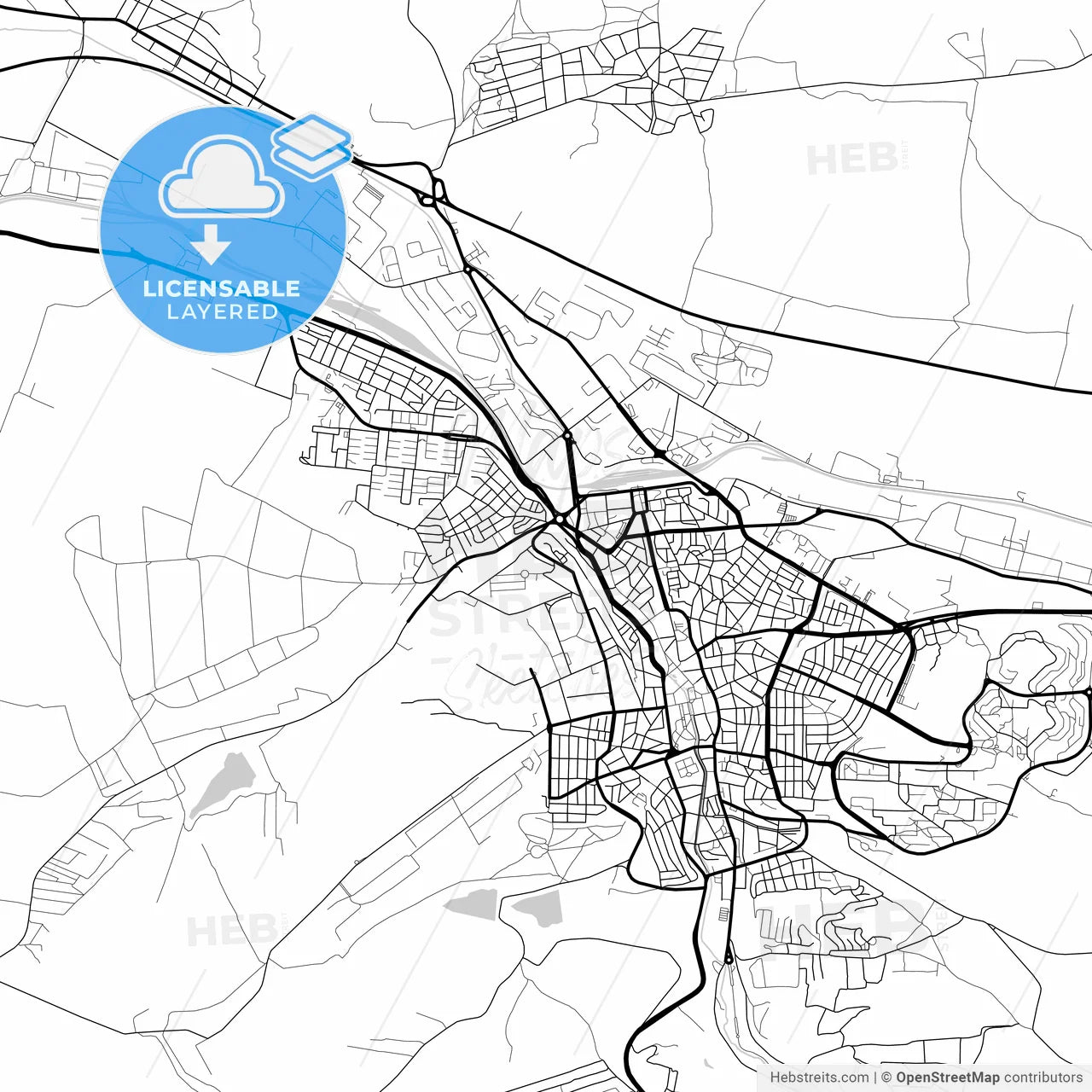 Layered PDF map of Плевен, Bulgaria
