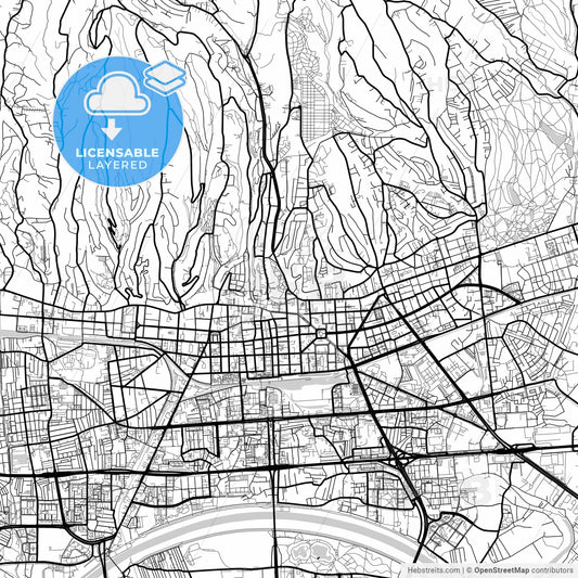Layered PDF map of Zagreb, Zagreb, Croatia