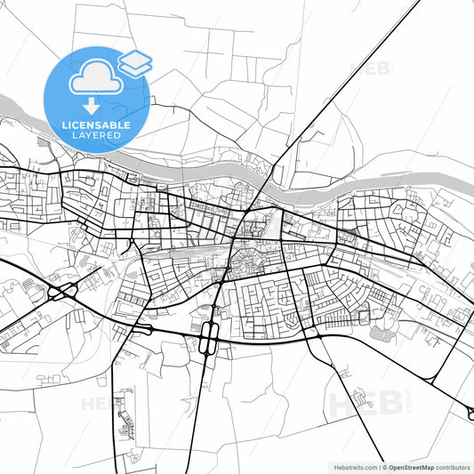 Layered PDF map of Osijek, Osijek-Baranja, Croatia