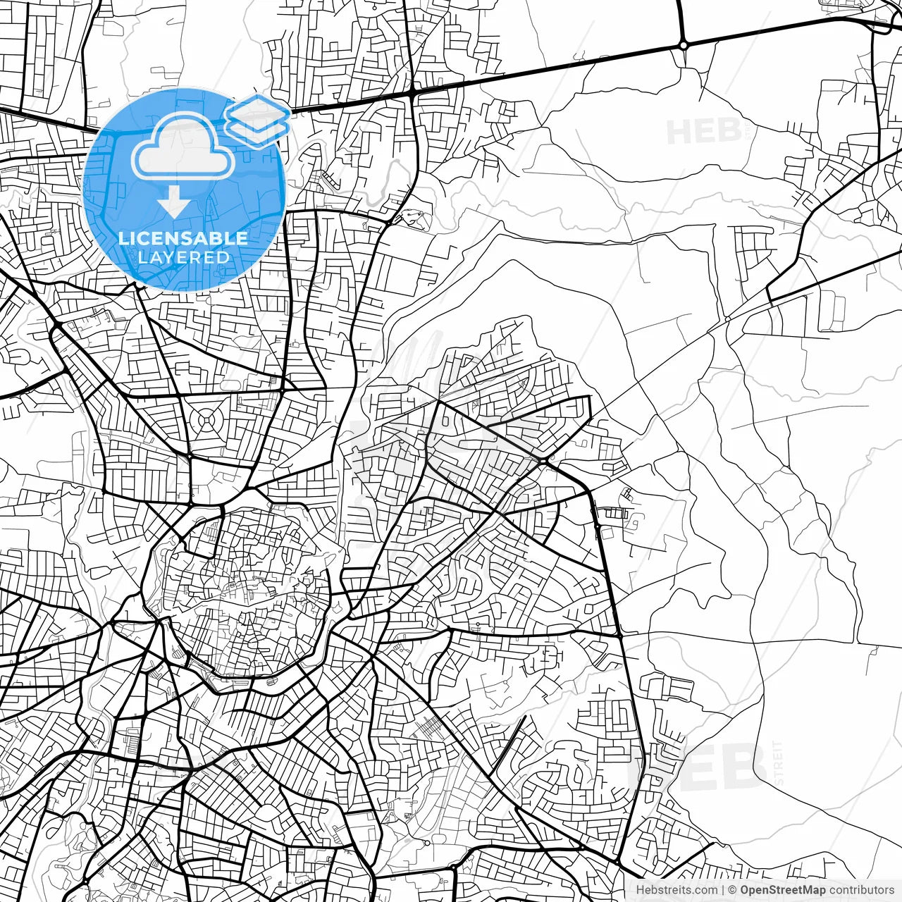 Layered PDF map of Nicosia  , Nicosia, Cyprus