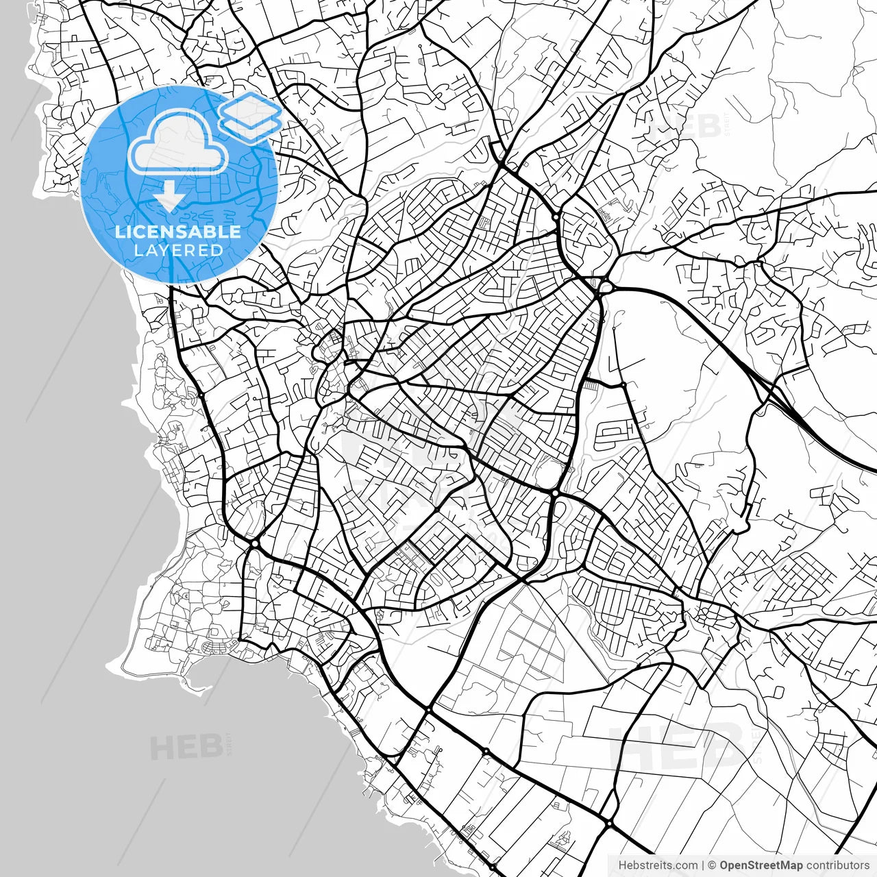Layered PDF map of Paphos  , Pafos, Cyprus